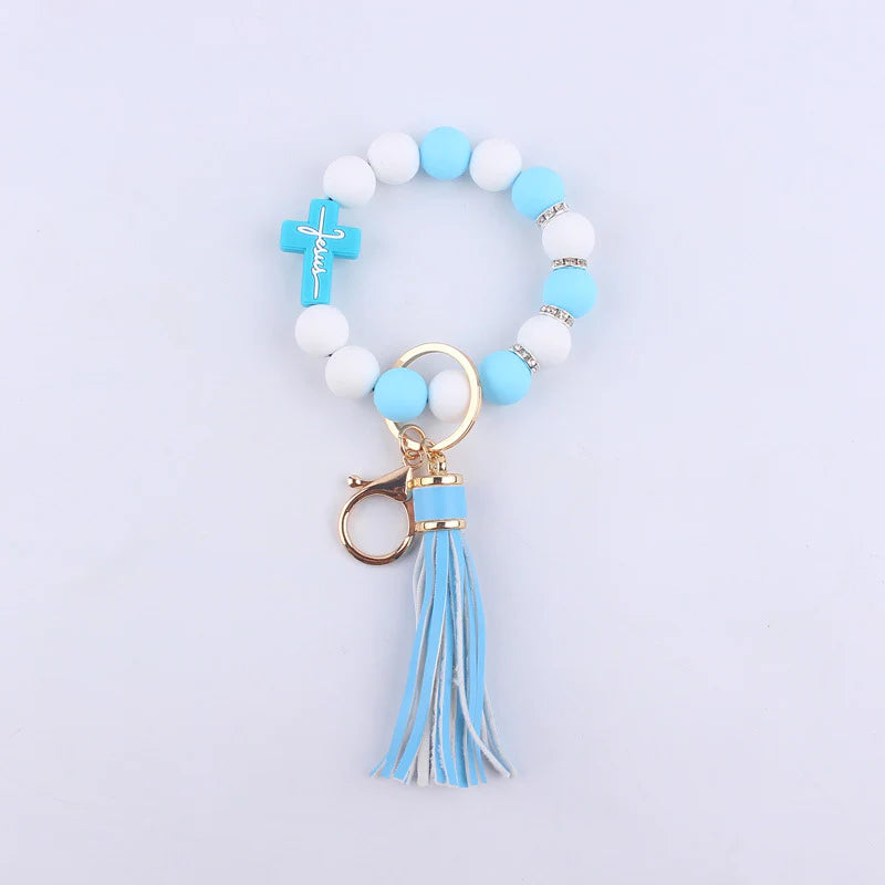 Beaded Cross Keychain