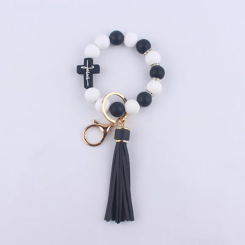 Beaded Cross Keychain