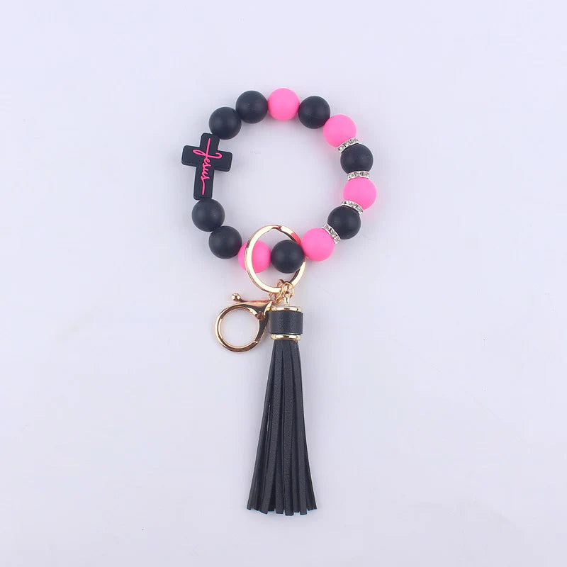 Beaded Cross Keychain