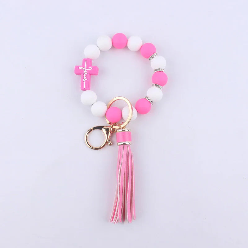Beaded Cross Keychain