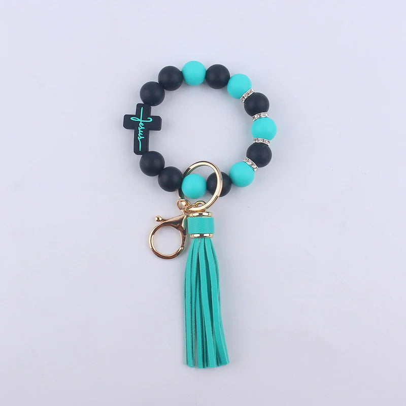 Beaded Cross Keychain